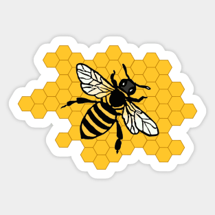 Black Bee/Wasp on Yellow Honeycomb Sticker